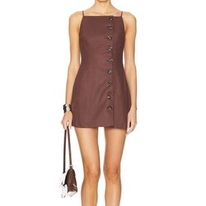 SNDYS brown mini button dress